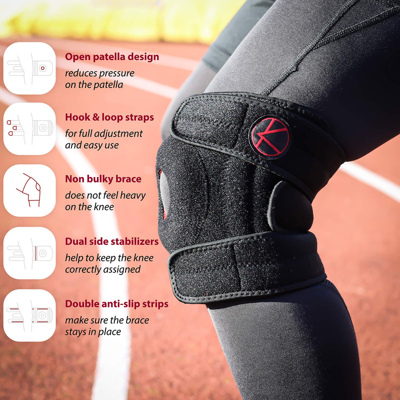 Adjustable Knee Brace Support - Plus Size Knee Brace for ACL, MCL, LCL, Sports, Meniscus Tear. Open Patella Knee Brace for Arthritis Pain and Support for Women, Men, Youth (XS/S/M/L Black) Size 1 (1 Count) - NewNest Australia