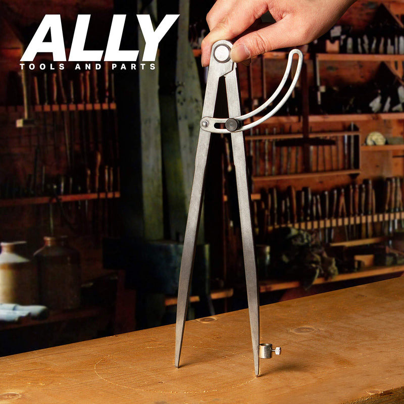 ALLY Tools 12 Inch Precision Wing Divider Scribe Tool/Woodworking Compass with Pencil Holder INCLUDES Two Pencils and Pencil Sharpener Ideal for Drawing Circles, Geometry, Metal, Wood and Leather - NewNest Australia