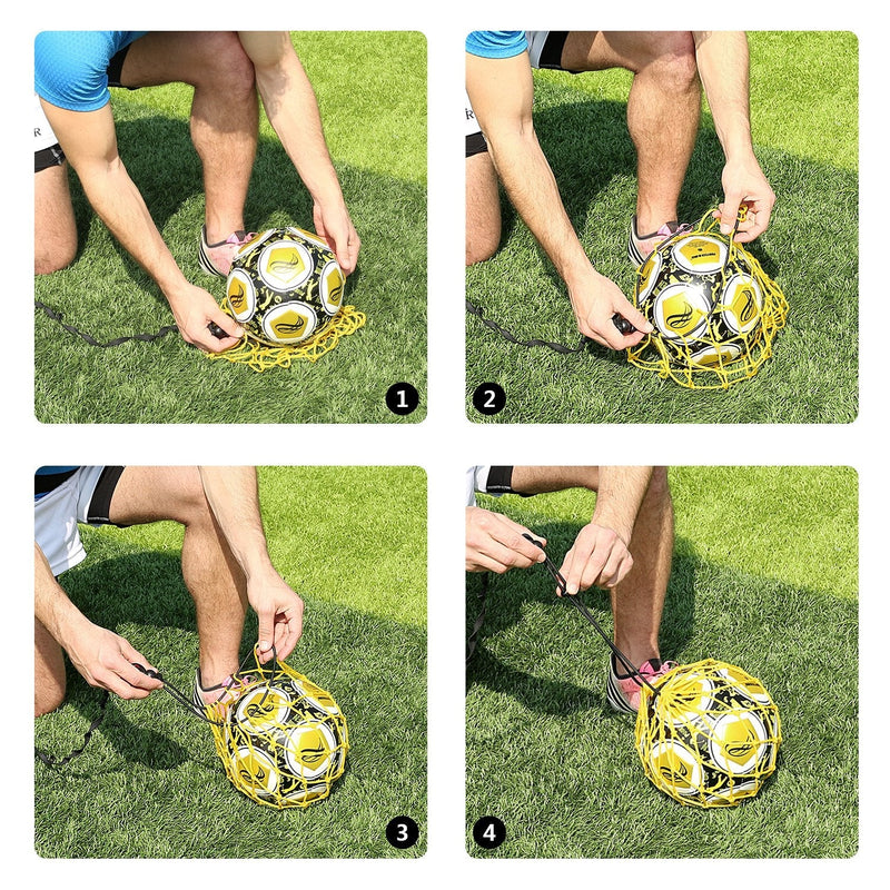 PodiuMax Hands-Free Soccer Kick/Throw Trainer, New Ball Locked Net Design, Adjustable Waist Belt & Cord Suit for All Levels (Fits Ball Size 3, 4, 5) Blue - NewNest Australia