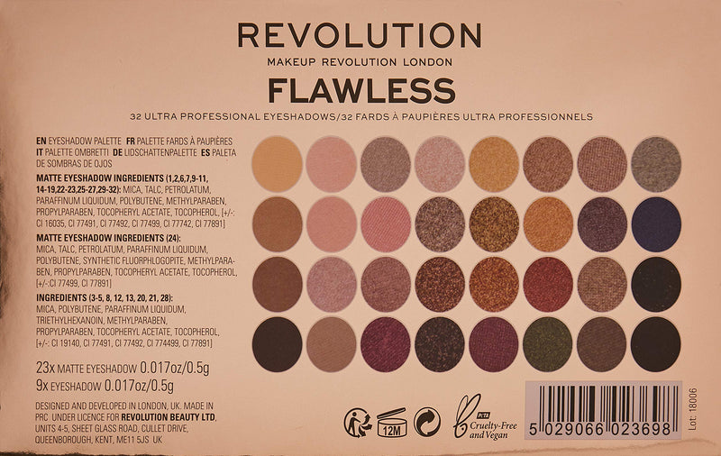 Makeup Revolution Shimmers and Matte Nudes Ultra 32 Eyeshadows Flawless Palette - NewNest Australia