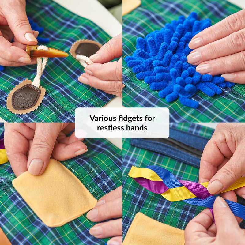 Fidget muff and haptidement blanket for adults and seniors with Alzheimer's | Twiddle Muff Toy and Blanket for Patients with Dementia | Nestel pillow and nestel blanket as an activity for people with dementia - NewNest Australia