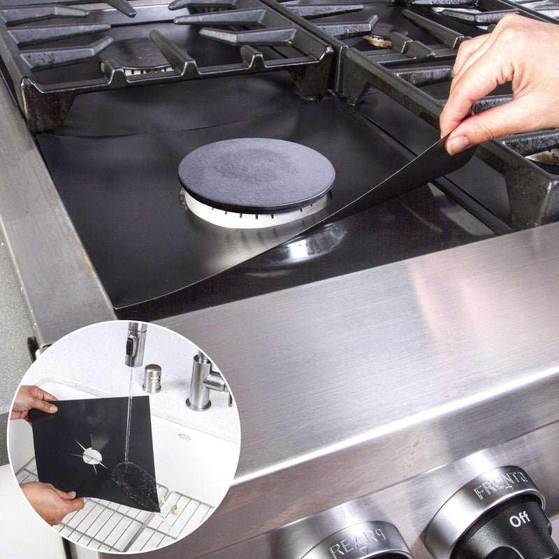 10 pack, gas stove protector, stove burner liners, stovetop range protectors, set top burner covers black, size 10.6” x 10.6” non stick reusable cover easy to clean, double thickness - NewNest Australia