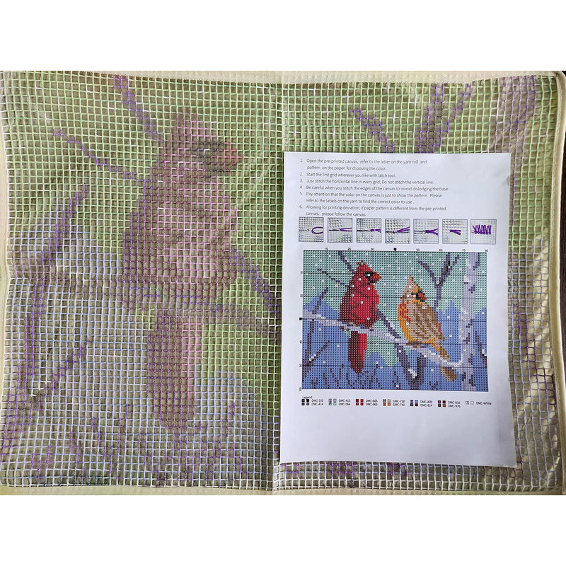 Latch Hook Kits Rug, Cardinal Crocheting Carpet Rug with Printed Canvas for Kids Adults Beginners, 20.5X15 Inch 2 - Cardinal - NewNest Australia