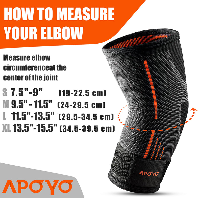 Elbow Brace Compression Support Sleeve for Tendonitis, Tennis Elbow brace, Golf Elbow, Weightlifting, & More, With Adjustable Strap & Bonus Elastic Therapeutic Tape, for Workouts(Small) Small (Pack of 1) Black-Orange - NewNest Australia