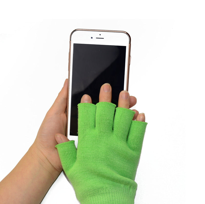 2pcs Moisturizing Spa Gloves Half Finger Touch Screen Gloves Gel Line with Oils and Vitamin E (Green) Green - NewNest Australia