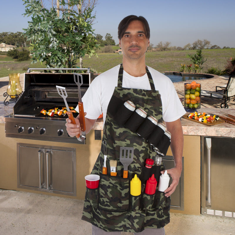 NewNest Australia - EZ Drinker Grill Master Grill Apron and Accessory Holds Beverages and Tools, Camouflage 