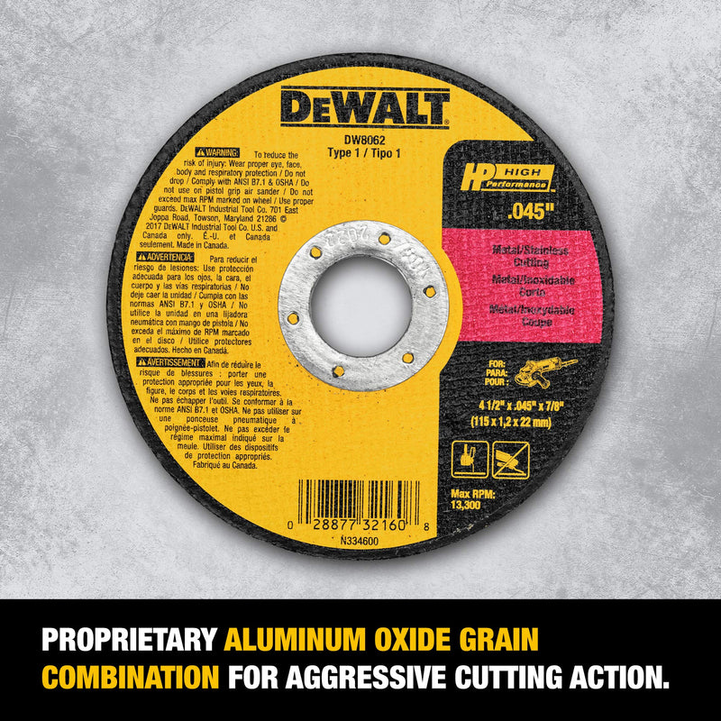 DEWALT Cutting Wheel, General Purpose Metal Cutting, 4-1/2-Inch, 5-Pack (DW8062B5) - NewNest Australia