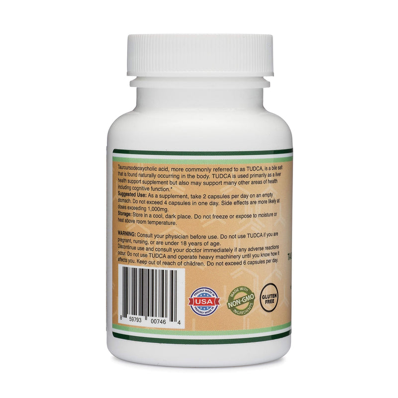 TUDCA Liver Support Supplement, 500mg Servings, Liver Health Aid for Detox and Cleanse (60 Capsules, 250mg) Genuine Bile Acid TUDCA with Strong Bitter Taste by Double Wood Supplements - NewNest Australia