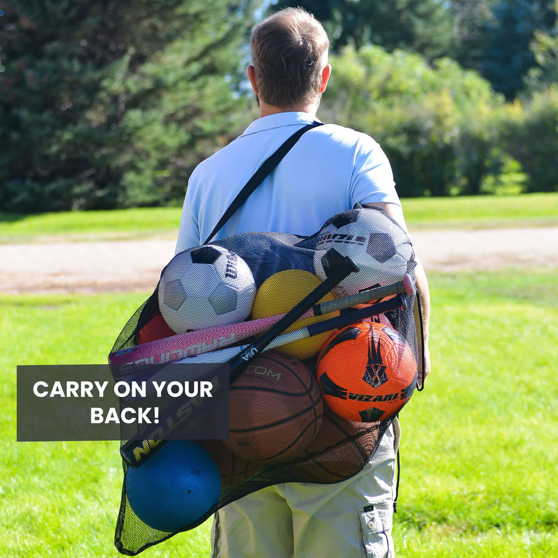 Soccer Ball Bag - Sports Equipment Bag, Mesh Laundry Bag, Beach Bag or Snorkel Gear Bag with Shoulder Strap - Extra Large 30 Inches X 40 Inches Commercial Grade Mesh - Perfect for Equipment Storage, Soccer Balls, Scuba Gear, Beach Toys, Basketball Bag ... - NewNest Australia