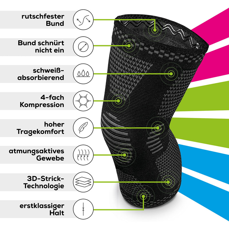 Kimengo Knee Bandage [2 Pieces] Bandage Knee With 4-Fold Compression Knee Bandage Women'S Sweat-Absorbing Knee Bandage Men Breathable Fabric Non-Slip Waistband [4] Various Sizes Knee Support - NewNest Australia