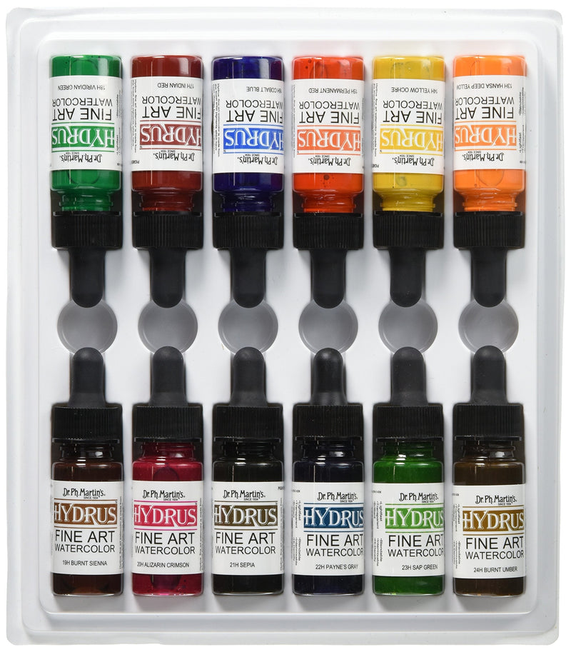 Dr. Ph. Martin's 400262-XXX Hydrus Fine Art Watercolor Bottles, 0.5 oz, Set of 12 (Set 2) - NewNest Australia