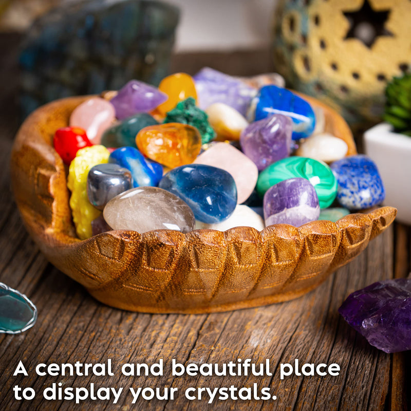 Curawood Carved Hands Offering Bowl - Showcase Your Healing Stones - Crystal Holder for Stones - Key Bowl - Crystal Storage Tray - Decorative Hand Bowl for Rock Display - Crystal Shelf Display Stand - NewNest Australia