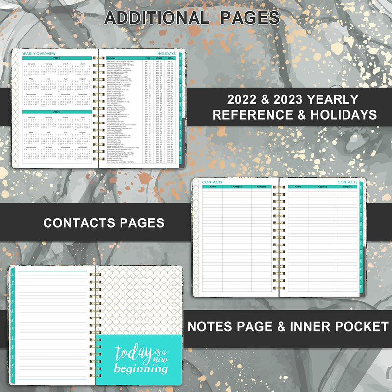 2022-2023 Academic Planner - July 2022 to June 2023, Academic Planner 2022-2023 with Weekly & Monthly Spreads, 6.3’’ × 8.4’’, 12 Monthly Tabs, Strong Twin-Wire Binding, Inner Pocket, Elastic Closure Black - NewNest Australia