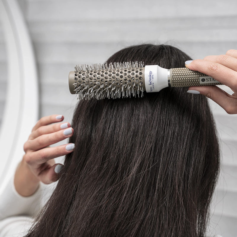 STANDELLI PROFESSIONAL Round Barrel Hair Brush Blow Dry Drying Bristle, High Temperature Resistant Nano Technology Ceramic Ionic Hairbrush for Hair Drying, Styling, Curling, Medium (32mm) - NewNest Australia