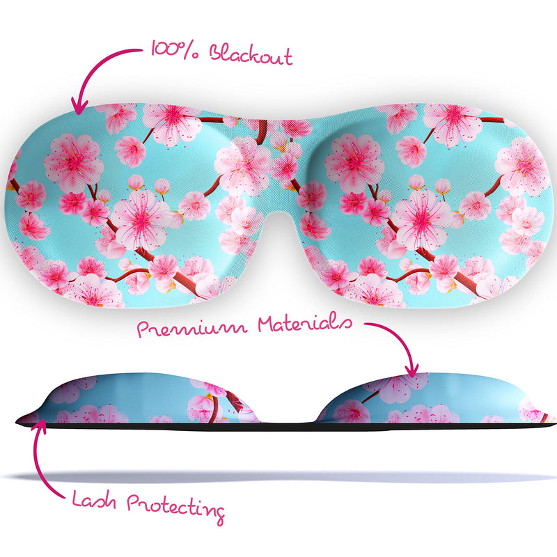 SMUG 100% Blackout Sleep & Eye Mask | Eyelash Extension Friendly | Eye Masks for Sleeping | Sleep Masks for Women & Men | Straps for Dream Comfort & Adjustability | Cherry Blossom - NewNest Australia