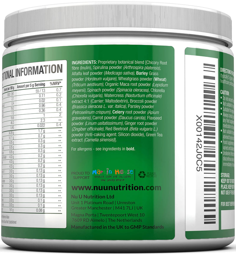 Super Greens Powder - 17 Superfoods Powder - 300g 60 Servings - Vitamin & Mineral Rich Formula - No Artificial Ingredients - Vegan & Vegetarian Friendly - Best Value - Made in The UK - NewNest Australia