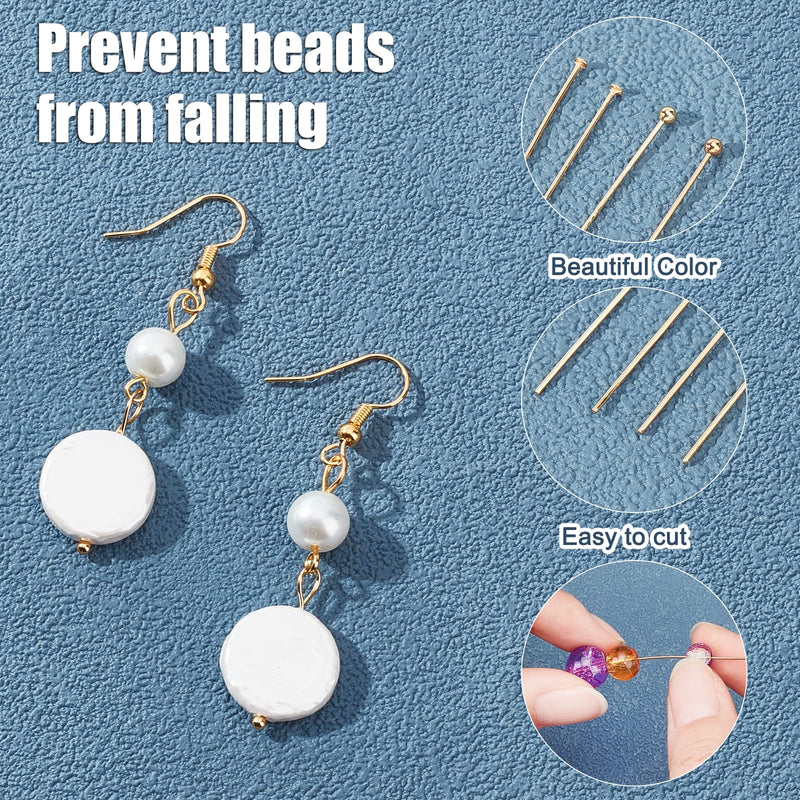 PH PandaHall 160pcs 304 Stainless Steel Jewelry Pin 8 Styles Ball Head Flat Head Pin 4 Sizes 18K Gold Plated Beading Pin for DIY Charm Beads Crafts Jewelry Making, 20/30/40/50mm Long, 0.6mm/22 Guage - NewNest Australia