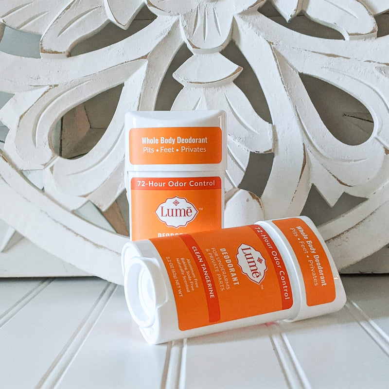 Lume Natural Deodorant - Underarms and Private Parts - Aluminum Free, Baking Soda Free, Hypoallergenic, and Safe For Sensitive Skin - 2.2 Ounce Stick Two-Pack (Clean Tangerine) Clean Tangerine - NewNest Australia