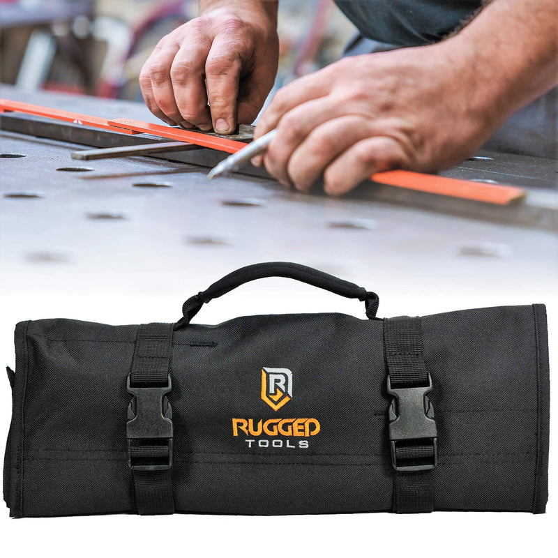 32 Pocket Tool Roll Organizer - Wrench Organizer & Tool Pouch - Wrench Roll Includes Pouches for 10 Sockets - Roll Up Tool Bag for Electrician, HVAC, Plumber, Carpenter or Mechanic - From Rugged Tool - NewNest Australia