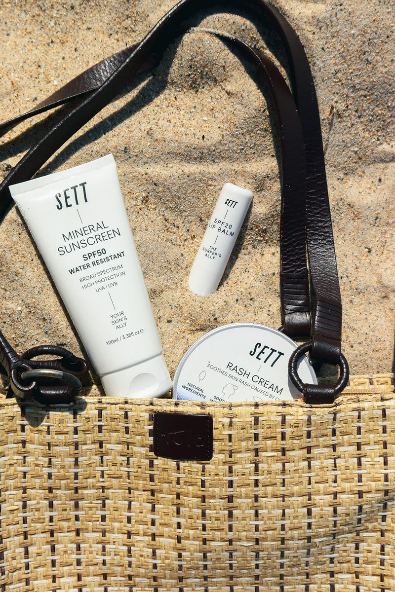 SETT SPF50 Mineral, Reef Safe Sunscreen 100ml. Rubs into skin clear. - NewNest Australia