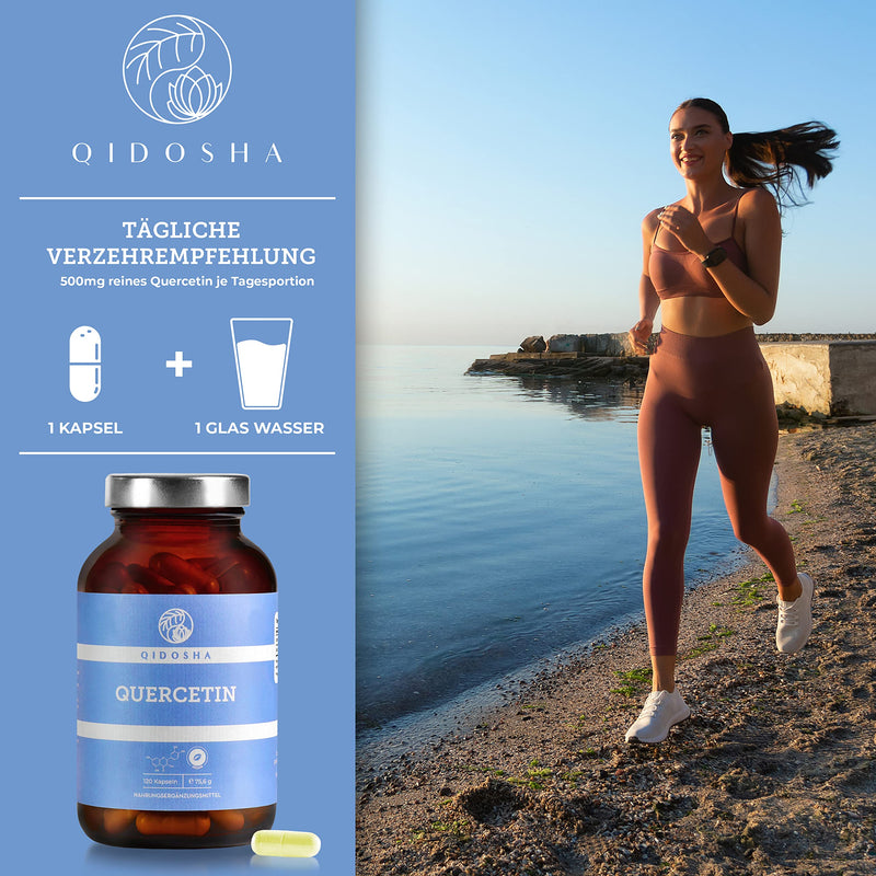 QIDOSHA® Quercetin capsules, high dosage, TEST WINNER 02/23*, 120 pieces/glass, 500 mg of pure quercetin per capsule, quercetin quantity tested by an external laboratory, German glass production (120 capsules) - NewNest Australia