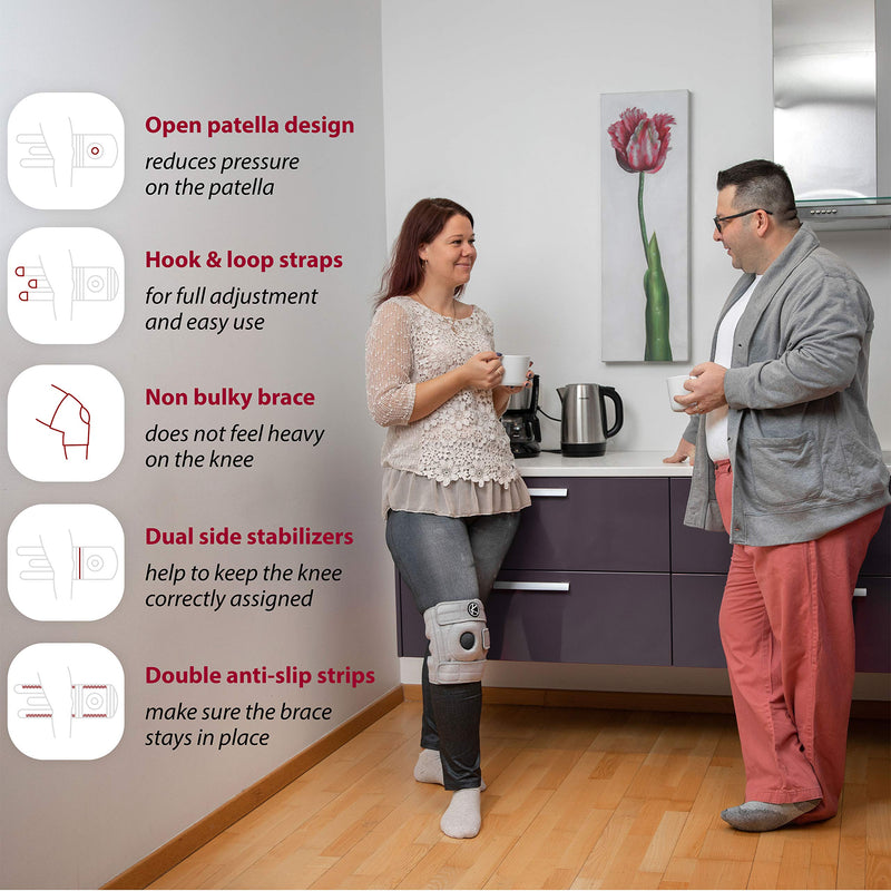 Adjustable Knee Brace Support - Plus Size Knee Brace for ACL, MCL, LCL, Sports, Meniscus Tear. Open Patella Knee Brace for Arthritis Pain and Support for Women, Men (Size 2 Gray) Grey Size 2 (XL/2XL/3XL): Knee 41 - 53 cm - NewNest Australia