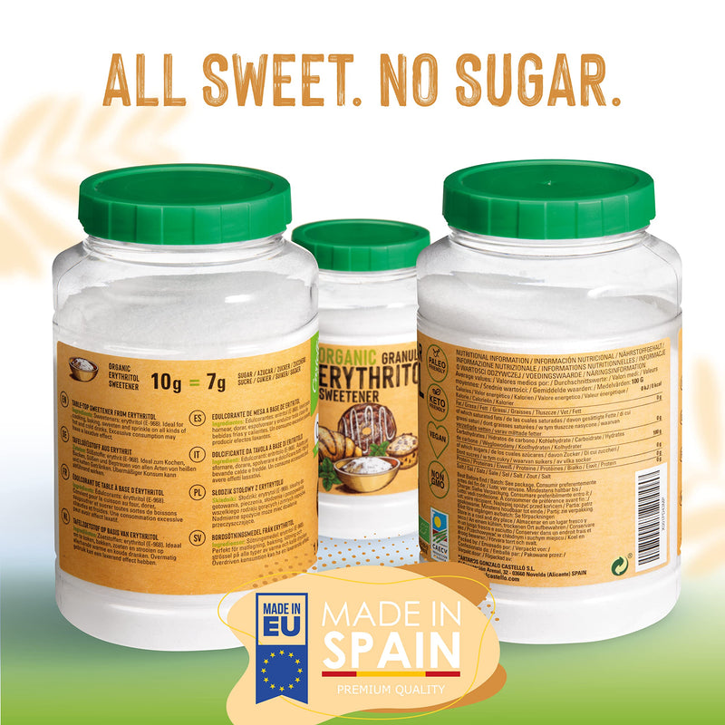 Natural Erythritol Bio Organic | 10G = 7G Sugar | Sugar Substitute - Keto And Paleo - 0 Glycemic Index - Calorie Free - 0 Net Carbs - No Gmo - Castello Since 1907-1 Kg - NewNest Australia