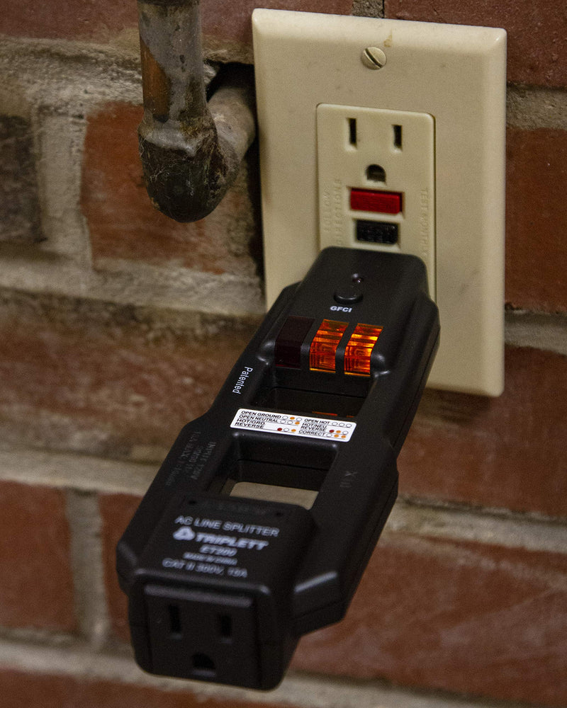 Triplett AC Line Splitter and GFCI Outlet/Receptacle Tester with 5 Visual Indicators (ET200) - NewNest Australia