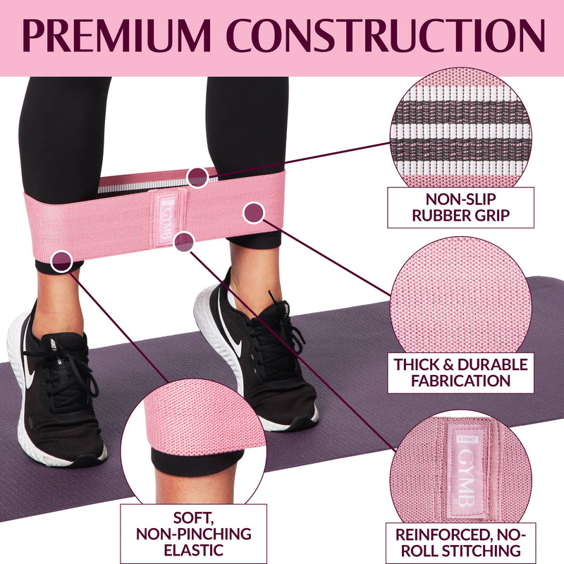 GYMB Booty Bands for Women - Non Slip Resistance Bands to Work Out Glute, Thighs & Squat - Includes Exercise Band Training Videos with 80+ Workouts for Gym or Home Fitness Black Grey Pink - NewNest Australia