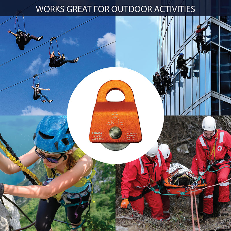 Fusion Climb Ekat Micro Aluminum Side Swing Pulley Orange 20KN, 11MM Rope (FP-8151) - NewNest Australia