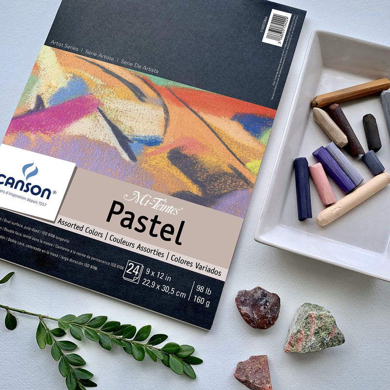 CANSON Mi-Teintes Pastel Pad, Assorted Colors 9"X12" Fold Over (100510864) , White - NewNest Australia