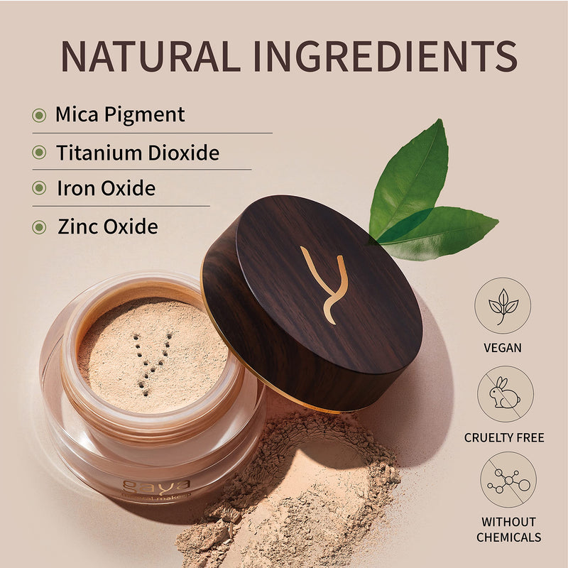 Vegan Buildable Mineral Powder Foundation– Light to Full Coverage, Cruelty-Free Face Makeup Enhances All Skin Types – Smooth Natural-Looking Makeup Foundation Doesn’t Clog Pores by Gaya Cosmetics MF1 - NewNest Australia