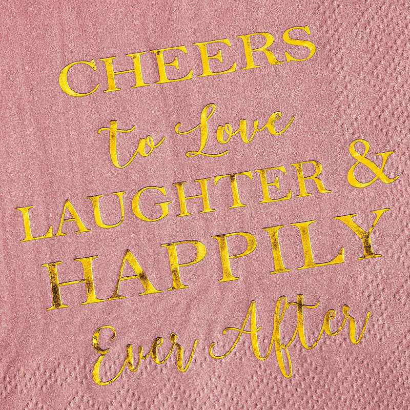 Crisky Dusty Rose Bridal Shower Napkins Disposable Cocktail Napkins Gold Foil Beverage Desert Cake Napkins Engagement Party Decorations & Wedding Shower, Rehearsal Dinners Napkins [50 pcs, 3-ply] - NewNest Australia