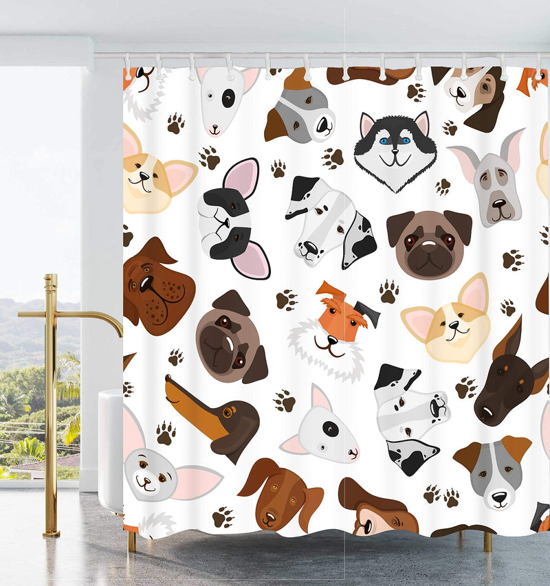 Ao blare Cute Dog Puppy Shower Curtain Cute Dog Puppy Waterproof Polyester Fabric Shower Curtain Set Hooks 72X72 Inches - NewNest Australia