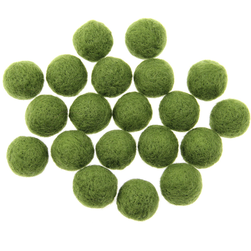 Zasy 30mm Needle Wool Felt Balls Foam Filled Wool Felt Pom Pom Home Decor DIY (Army Green) Army green - NewNest Australia