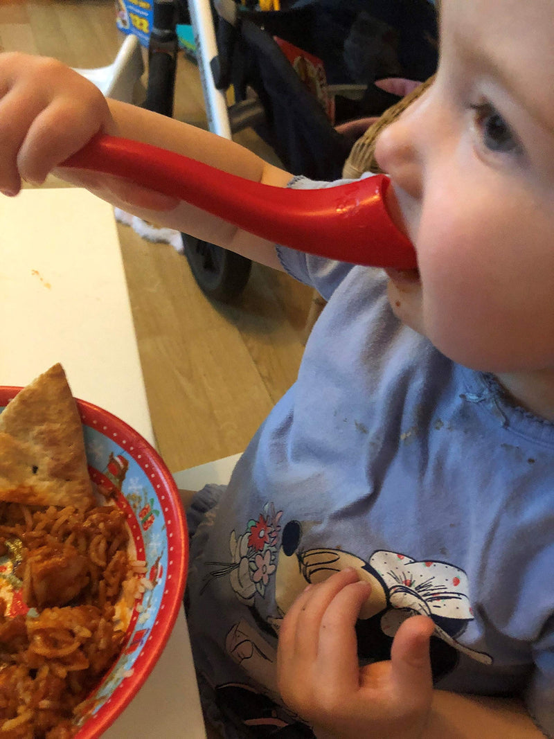 Mini S'up Spoon - Assistive Eating Cutlery/Utensil for People who Have Shaky Hands or who are Messy Eaters. Ideal for Children and Those with Small Mouths. (Red) - NewNest Australia