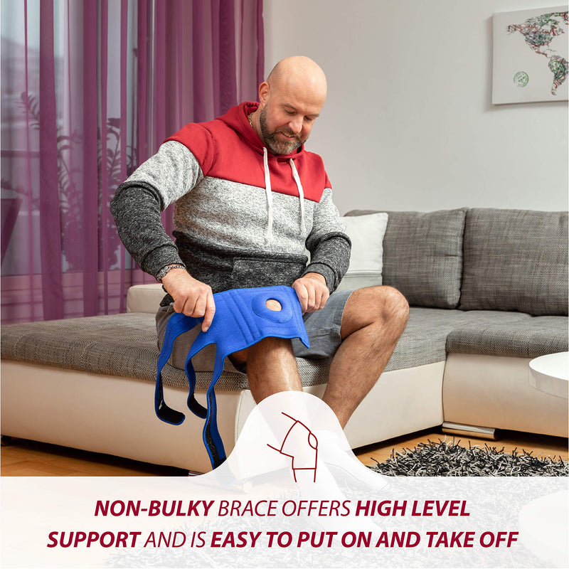 Adjustable Knee Brace Support - Plus Size Knee Brace for ACL, MCL, LCL, Sports, Meniscus Tear. Open Patella Knee Brace for Arthritis Pain and Support for Women, Men (Size 2 Blue) Size 2 (Pack of 1) - NewNest Australia