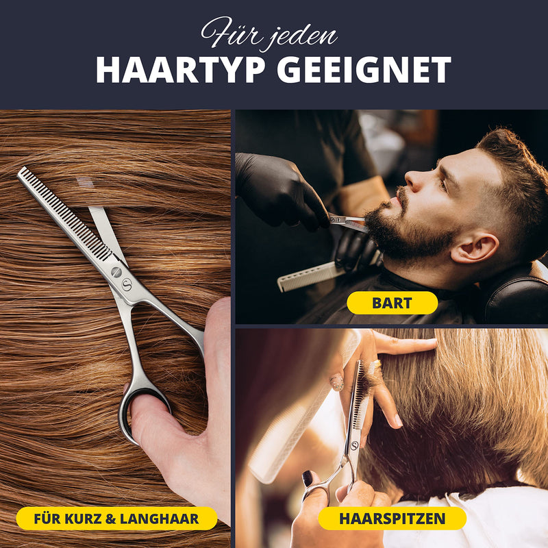 SCHMIEDWERK hair scissors | Hairdressing scissors - sharp & precise cut | Perfect haircut for women & men | Professional hair cutting scissors with case (thinning scissors, silver) thinning scissors - NewNest Australia