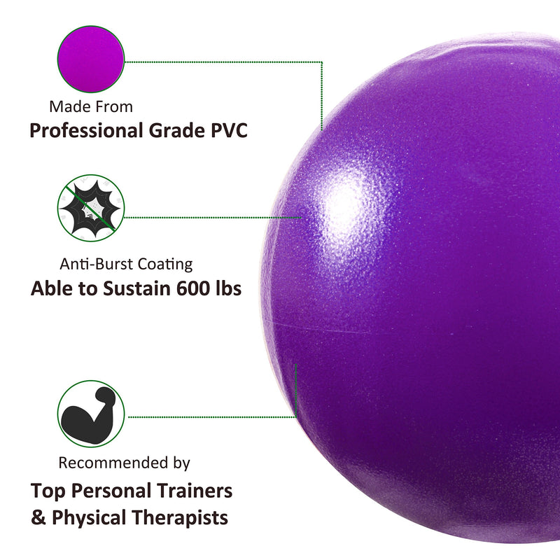 Vaupan Mini Exercise Ball, 9 Inch Small Gym Ball with Inflatable Straw for Yoga, Pilates, Stability, Barre, Physical Therapy, Stretching and Core Training, Improves Balance, Strength Purple - NewNest Australia