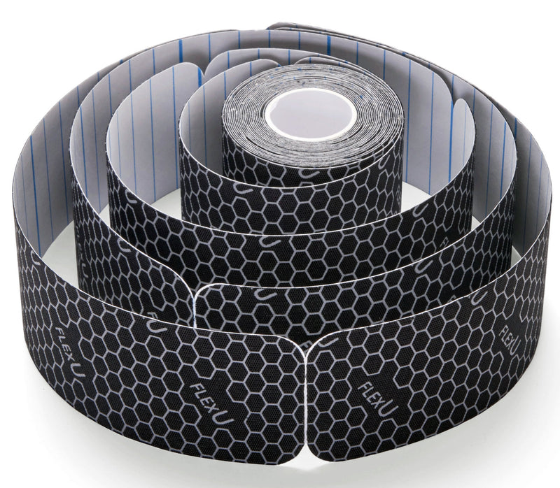 FlexU Kinesiology Tape; 3 Roll Pack; Ultra-Thin & Soft, Rayon Fabric; Latex Free; Hypoallergenic Professional Therapeutic Tape; Alleviates Pain, Reduces Swelling & Induces Faster Recovery Black - NewNest Australia