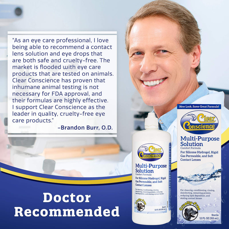 Clear Conscience Contact Lens Solution, Contact Solution & Saline Solution for Complete Eye Solution - Multipurpose Solution for Contact Lenses with Cruelty Free Instruction Guide, 12oz (Pack of 1) 12 Fl Oz (Pack of 1) - NewNest Australia