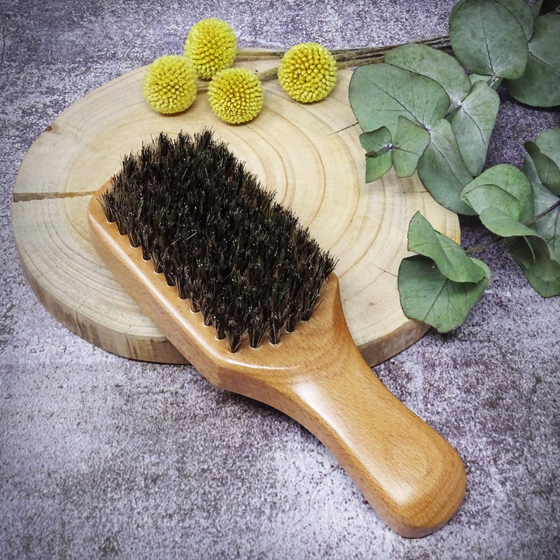 Kobe Professional Light Wood Club Brush - Ideal Men's Hair Brush, ideal for hair or beard, with boar bristles and a light natural wood construction. At 15cm length can be easily stored. - NewNest Australia