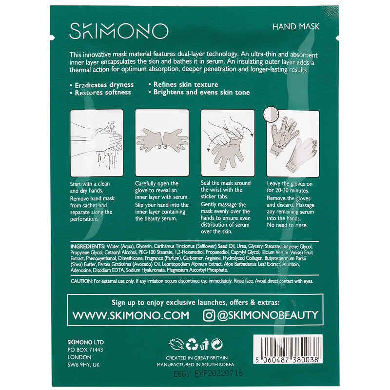 Skimono Intense Nourishment+ Hand Mask, Intensive Moisturising Bio-Cellulose Treatment Gloves, with Shea Butter, Aloe Vera & Hyaluronic Acid, 14 ML, Perfect Pamper Gifts for Women - NewNest Australia