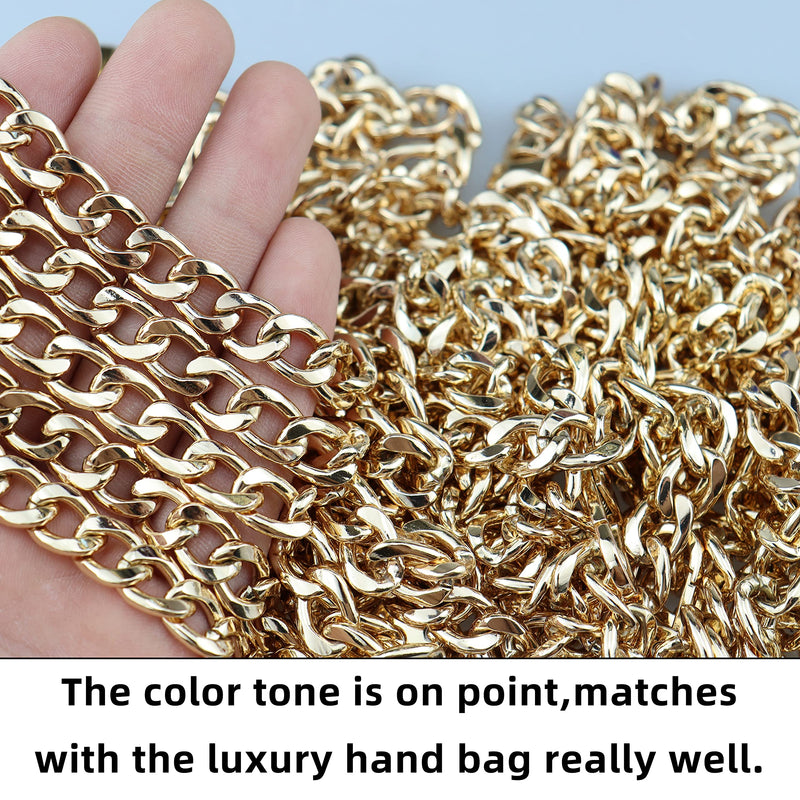 HEEHEE 7.9" Purse Chain Strap More Upscale Color Tone Wearing Comfortable 0.4" Wide Extra Thick Quality Metal Flat Chains Replacement Straps with Buckles Gold 1 PCS for Shoulder Cross Body Handbag Gold 7.9" - NewNest Australia