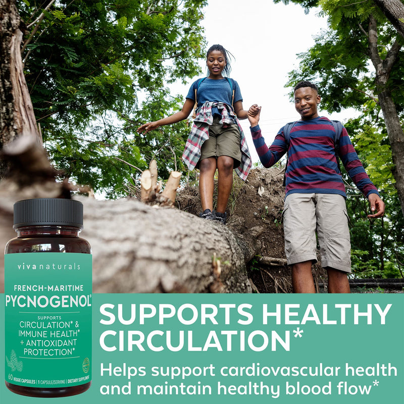 Pycnogenol 100mg from French Maritime Pine Bark Extract - Healthy Blood Circulation Supplements, Powerful Antioxidant Protection, Joint Support and Immune Support (60 Veggie Capsules) 60 Count (Pack of 1) - NewNest Australia