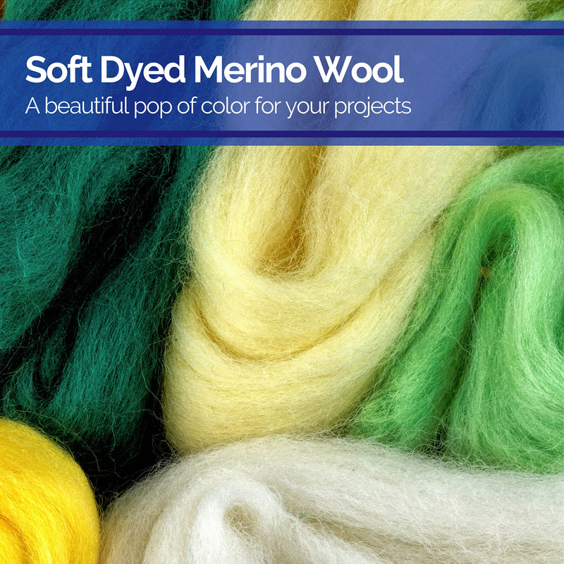 Revolution Fibers | Mixed Merino Wool Variety Pack | Perfect Wool Roving for Spinning, Needle Felting, Wet Felting, Weaving and Crafting (Grand Green (Greens), 250 Grams) - NewNest Australia