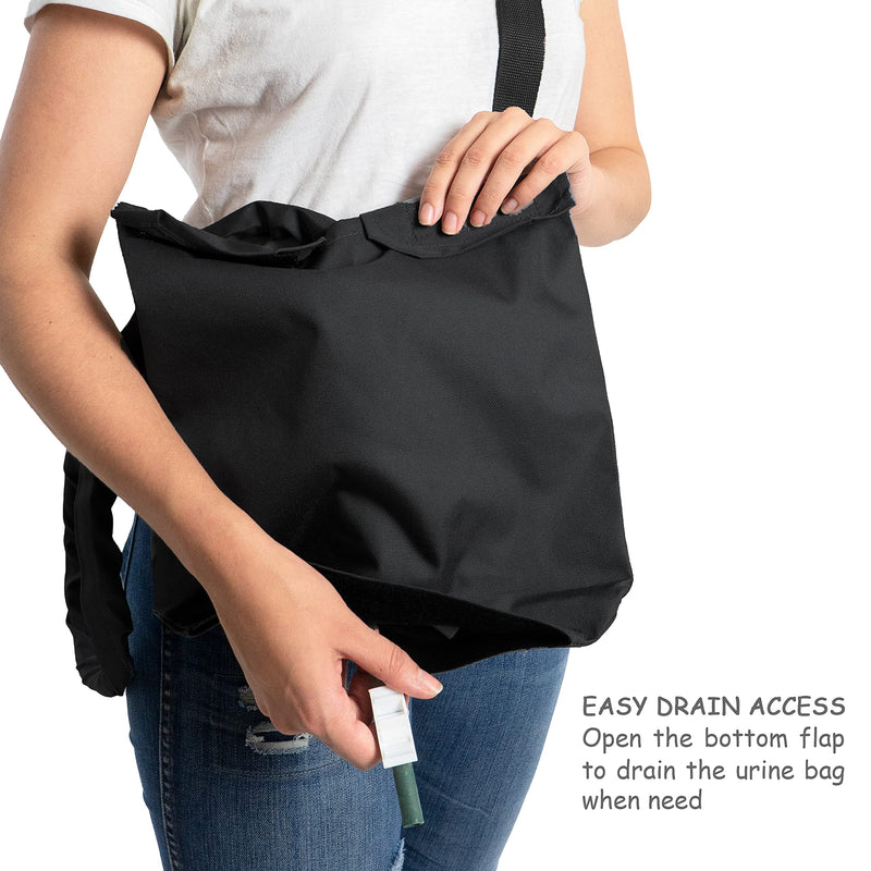 Urine Drainage Bag Holder with Catheter Pipe Cover & Adjustable Strap - Black Black. - NewNest Australia