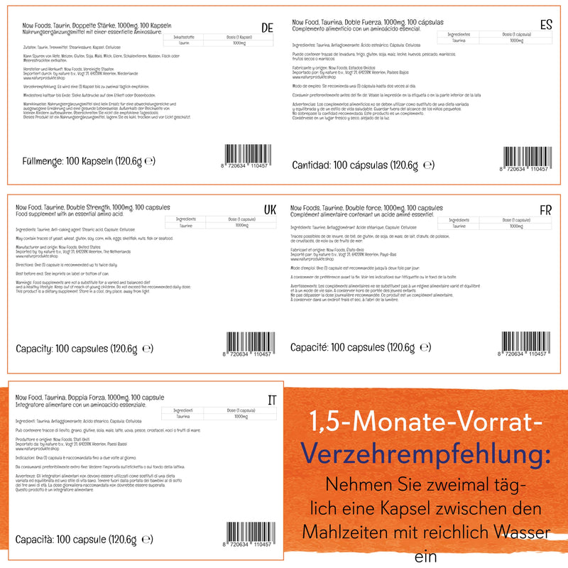 Now Foods, Taurine, Double Strength, 1,000 mg, 100 Vegan Capsules, Laboratory Tested, Amino Acid, Gluten Free, Soy Free, Vegetarian 100 Pieces (Pack of 1) 120.6 - NewNest Australia