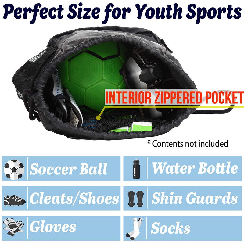 Athletico Drawstring Soccer Bag - Soccer Backpack for Boys or Girls Can Also Carry Basketball or Volleyball Black - NewNest Australia