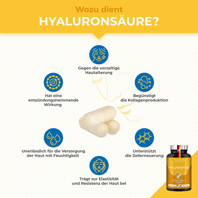 Hyaluronic Acid Capsules High Dose 400 Mg Marine Collagen Enriched With Vitamin C + Vitamin A - N¬∞ 1 From France - Premium Hyaluronic For Skin, Joints Anti-Ageing - NewNest Australia